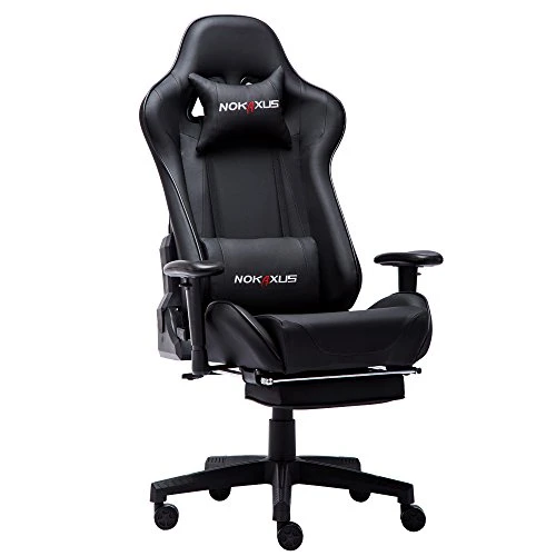 Nokaxus Gaming Chair Large Size High-back Ergonomic Racing Seat With Massager Lumbar Support And Retractible Footrest PU Leather 90-180 Degree Adjustment Of Backrest Thickening Sponges (YK-6008-BLACK) 1 Nokaxus Gaming Chair Large Size High-back Ergonomic Racing Seat With Massager Lumbar Support And Retractible Footrest PU Leather 90-180 Degree Adjustment Of Backrest Thickening Sponges (YK-6008-BLACK)