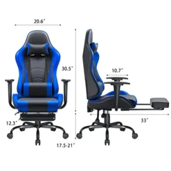 Shahoo Gaming Footrest High Back Esports Computer Racing Chairs Height Adjustable Leather Swivel Ergonomic Seat With Headrest And Lumbar Support, Blue And Black -Amazon Basics Furniture Shop 41n0W78Z0uL
