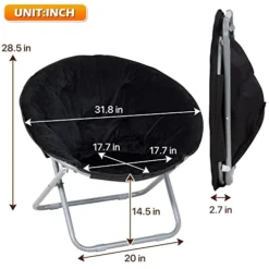 Dkelincs Set Of 2 Folding Saucer Chair, Moon Chair Round Chair Portable Lounge Chairs For Bedroom, Dorm Rooms, Apartments, Living Room, Garden And Courtyard, Black -Amazon Basics Furniture Shop 41n2Ki5xLhL