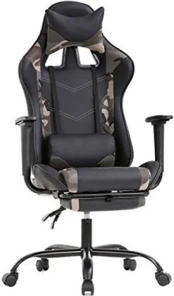 Gaming Chair With Footrest, Ergonomic Office Chair, Adjustable Swivel Leather Desk Chair, Reclining High Back Computer Chair With Lumbar Support And Headrest, Racing Style Video Gamer Chair -Amazon Basics Furniture Shop 41n39yUbIhL. AC