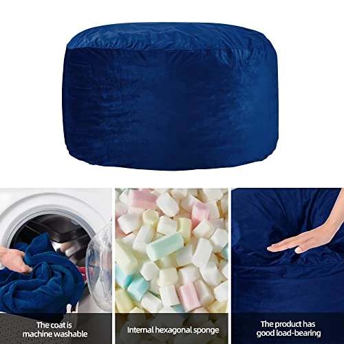 Homguava Bean Bag Chair: 3' Bean Bags With Memory Foam Filled, Large Beanbag Chairs Soft Sofa With Dutch Velet Cover-36×36"×24"(Blue) 6 Homguava Bean Bag Chair: 3' Bean Bags With Memory Foam Filled, Large Beanbag Chairs Soft Sofa With Dutch Velet Cover-36×36"×24"(Blue) - Image 6