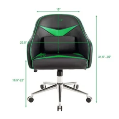 Giantex PU Leather Gaming Chair, Adjustable Height Mid-Back Armchair W/Massage Lumbar Pillow, Rolling Swivel Desk Chairs For Office Home Game Room (Green & Black) 8 Giantex PU Leather Gaming Chair, Adjustable Height Mid-Back Armchair W/Massage Lumbar Pillow, Rolling Swivel Desk Chairs For Office Home Game Room (Green & Black) -Amazon Basics Furniture Shop 41nEGzehe1L