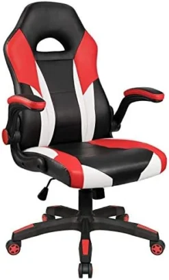 Homall Gaming Office Computer Racing Desk Ergonomic High Back Adjustable Swivel PU Leather Executive Chair For Adults With Flip Up Padded Arms (Red) -Amazon Basics Furniture Shop 41nkoMkZ7NL. AC