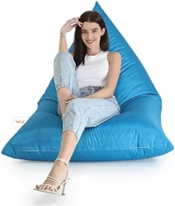 SATTVA 5ft Triangle Bean Bag For Adults - Big Bean Bag Covers Only (No Filling), Love Sack Bean Bag Oversized, All Weather Water Resistant Ultra Soft Zipper, For Dorm & Family Room (Green) -Amazon Basics Furniture Shop 41nzPKo8ARL. AC