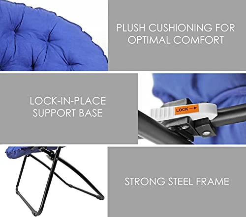 Zenithen Round Foldable Padded Dish/Saucer Chair For Game, Bed, Or Living Room, 32" (Blue) 3 Zenithen Round Foldable Padded Dish/Saucer Chair For Game, Bed, Or Living Room, 32" (Blue) - Image 3