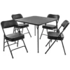 XL Series Folding Card Table And Chair Set (5pc) - Ultra-Padded Chairs For All-Day Comfort - Fold Away Design, Quick Storage And Portability - Vinyl Upholstery - Wheelchair Accessible (Black)