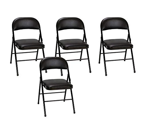 Cosco Vinyl 4-Pack Folding Chair, Black & Cosco Deluxe 6 Foot X 30 Inch Fold-in-Half Blow Molded Folding Table, Black 2 Cosco Vinyl 4-Pack Folding Chair, Black & Cosco Deluxe 6 Foot X 30 Inch Fold-in-Half Blow Molded Folding Table, Black - Image 2