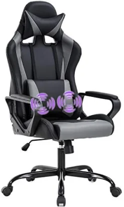 Gaming Chair Massage Office Chair Racing Chair With Lumbar Support Arms Headrest High Back PU Leather Ergonomic Desk Chair Rolling Swivel Adjustable PC Computer Chair For Women Adults Girls(White) -Amazon Basics Furniture Shop 41pISMgGGqL. AC