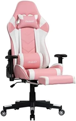 OHAHO Gaming Chair Racing Style Office Chair Adjustable Massage Lumbar Cushion Swivel Rocker Recliner Leather High Back Ergonomic Computer Desk Chair With Retractable Arms And Footrest (Pink/White) 19 OHAHO Gaming Chair Racing Style Office Chair Adjustable Massage Lumbar Cushion Swivel Rocker Recliner Leather High Back Ergonomic Computer Desk Chair With Retractable Arms And Footrest (Pink/White) -Amazon Basics Furniture Shop 41pbMAklLvL. AC