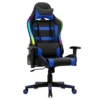 Giantex RGB Gaming Chair, Ergonomic Video Game Chair With Led Light, High Back E-Sport Computer Chair Adjustable W/PVC Leather, Headrest & Lumbar Support (Blue)