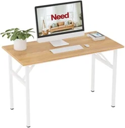 Need Folding Desk For Home Office 39-3/8'' Length Modern Folding Table Computer Desk No Install Needed Teak Color Desktop Black Frame, AC5BB(10060) -Amazon Basics Furniture Shop 41q2HIkh4rL. AC