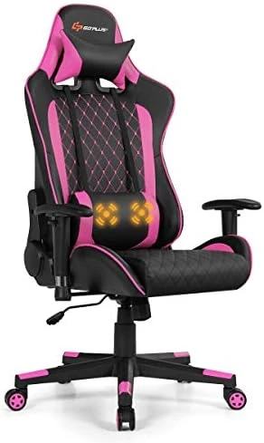 Goplus Massage Gaming Chair, Reclining Backrest Handrails And Seat Height Adjustment Racing Computer Office Chair, Ergonomic High Back Embroidered PU Swivel Game Chair With Headrest And Lumbar Cushion 7 Goplus Massage Gaming Chair, Reclining Backrest Handrails And Seat Height Adjustment Racing Computer Office Chair, Ergonomic High Back Embroidered PU Swivel Game Chair With Headrest And Lumbar Cushion - Image 7