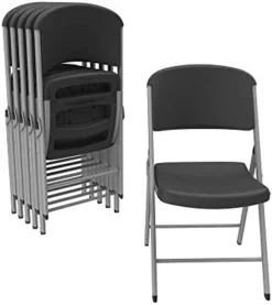 LIFETIME Commercial Grade Folding Chairs, 4 Pack,Plastic, Black/Silver -Amazon Basics Furniture Shop 41qp637NcHL. AC