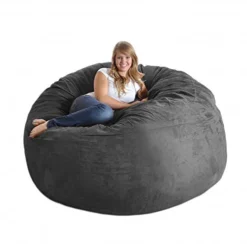 SLACKER Sack Foam Beanbag Chair, 6 Feet, Charcoal Gray