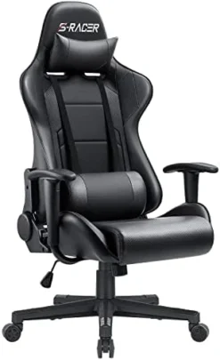 Furniwell Gaming Chair Racing Computer Chair Office Desk Chair Adjustable Swivel High Back Carbon Fiber Style Leather Executive Ergonomic Chair With Headrest And Lumbar Support (Black) 16 Furniwell Gaming Chair Racing Computer Chair Office Desk Chair Adjustable Swivel High Back Carbon Fiber Style Leather Executive Ergonomic Chair With Headrest And Lumbar Support (Black) -Amazon Basics Furniture Shop 41r1ja3oCLL. AC