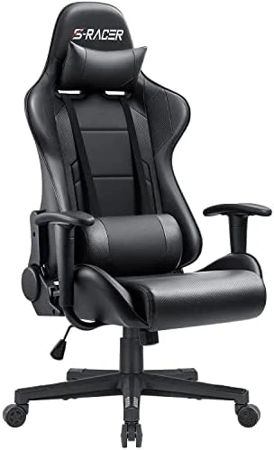 Furniwell Gaming Chair Racing Computer Chair Office Desk Chair Adjustable Swivel High Back Carbon Fiber Style Leather Executive Ergonomic Chair With Headrest And Lumbar Support (Black) 8 Furniwell Gaming Chair Racing Computer Chair Office Desk Chair Adjustable Swivel High Back Carbon Fiber Style Leather Executive Ergonomic Chair With Headrest And Lumbar Support (Black) - Image 8