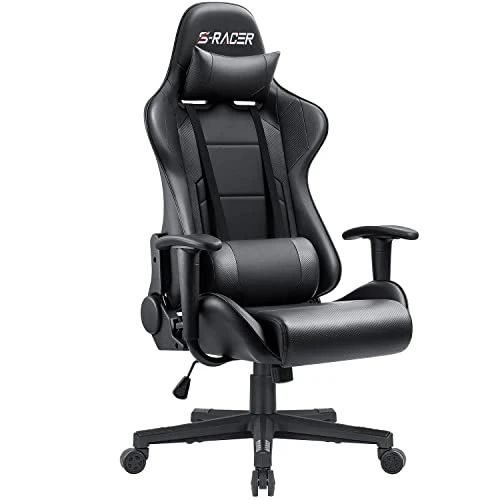 Furniwell Gaming Chair Racing Computer Chair Office Desk Chair Adjustable Swivel High Back Carbon Fiber Style Leather Executive Ergonomic Chair With Headrest And Lumbar Support (Black) 1 Furniwell Gaming Chair Racing Computer Chair Office Desk Chair Adjustable Swivel High Back Carbon Fiber Style Leather Executive Ergonomic Chair With Headrest And Lumbar Support (Black)
