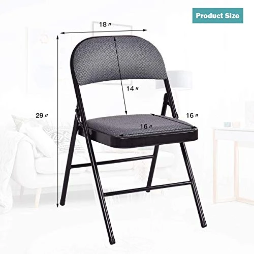 ReunionG 4 PCS Folding Chair, 4-Pack Portable Chairs With Upholstered Padded Seat And Back, Metal Frame Home Office Chairs (4 PCS) 5 ReunionG 4 PCS Folding Chair, 4-Pack Portable Chairs With Upholstered Padded Seat And Back, Metal Frame Home Office Chairs (4 PCS) - Image 5