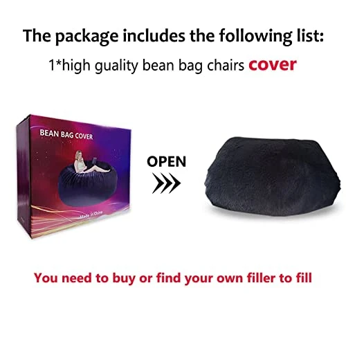 Kgitpve Bean Bag Chair Cover (No Filler,Cover Only) PV Velvet Bean Bag Chairs, Big Round Comfy Bean Bag Bed Lazy Sofa Bed Cover (4ft, White) 3 Kgitpve Bean Bag Chair Cover (No Filler,Cover Only) PV Velvet Bean Bag Chairs, Big Round Comfy Bean Bag Bed Lazy Sofa Bed Cover (4ft, White) - Image 3