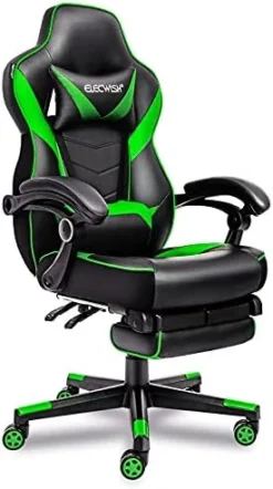 Gaming Chair For Adults Ergonomic Racing Style High Back Computer Chair With Footrest Headrest And Lumbar Support PU Leather 90-150 Degree Tilt -Amazon Basics Furniture Shop 41rLiyo2cES. AC