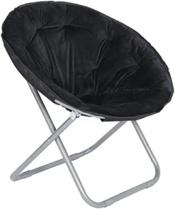 ZenStyle Faux Fur Saucer Chair, Folding Chair Soft Lounge Chair, Portable Moon Chair For Bedroom, Dorm Rooms, Apartments, Lounging, Garden And Courtyard, Black -Amazon Basics Furniture Shop 41rOptLwH S. AC