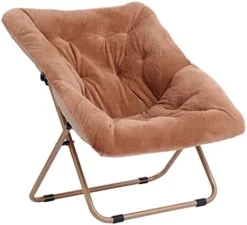 Tiita Saucer Chair, Soft Faux Fur Oversized Folding Accent Chair, Soft Furry Lounge Lazy Chair, Metal Frame Moon Chair For Bedroom, Living Room, Dorm Rooms, Garden And Courtyard -Amazon Basics Furniture Shop 41rWsgpkA9L. AC