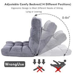 Giantex Floor Chairs For Adults - Floor Gaming Chair With Back Support, Coral Velvet, 14 Adjustable Position, Thick Sponge Padding, Floor Seating Lounge For Reading, Watching TV, Meditation (Gray) -Amazon Basics Furniture Shop 41rhQcGWrJL