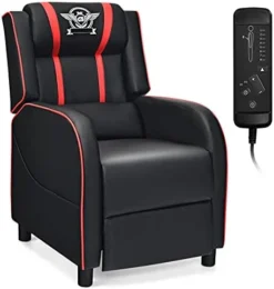 Giantex Gaming Recliner Chair, Racing Style Single Recliner Sofa W/Massage, Adjustable PU Leather Video Game Chair Home Theater Seat For Living Room Game & Recreation Room (Blue) -Amazon Basics Furniture Shop 41rw9m8D0BL. AC