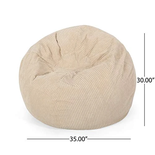 Christopher Knight Home Samantha 3 Foot Beanbag, Ivory 3 Christopher Knight Home Samantha 3 Foot Beanbag, Ivory - Image 3