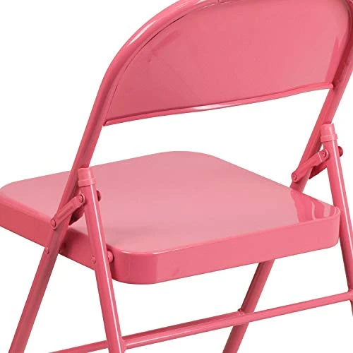 BizChair 2 Pack Bubblegum Pink Triple Braced & Double Hinged Metal Folding Chair 5 BizChair 2 Pack Bubblegum Pink Triple Braced & Double Hinged Metal Folding Chair - Image 5