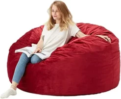 Azaeahom Bean Bag Chair：Large 5' Bean Bags With Memory Foam Filled, Large Beanbag Chairs Soft Sofa With Dutch Velet Cover-56×56"×36"(Royal Blue) -Amazon Basics Furniture Shop 41tI1IkJsL. AC