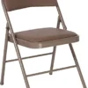 LIVING TRENDS 1 Pack Marvelius Double Braced Beige Vinyl Folding Chair