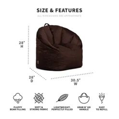 Big Joe Milano Bean Bag Chair, Dark Cocoa Plush, 2.5ft -Amazon Basics Furniture Shop 41ta3WJ7RJL