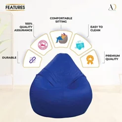 Ample Decor Leather Bean Bag Cover (No Filling), Plush Toys Storage Soft Leatherette, Water Resistant, Durable Construction Sturdy Zipper, Ideal For Teenagers, Adults – Blue -Amazon Basics Furniture Shop 41tdBekwAFL