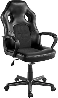 Yaheetech Video Gaming Chair Racing Chair Lumbar Support Desk Chair Ergonomic Computer Chair Swivel Task Chair PU Leather Racing Style Black -Amazon Basics Furniture Shop 41tj BCMlaL. AC