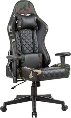 Gaming Chair PC Office Chair Computer Racing Chair PU Desk Task Chair Ergonomic 360°-Swivel Rolling Chair Adjustable E-Sports Chair With Lumbar Support And Headrest For Office Or Gaming (Camouflage) -Amazon Basics Furniture Shop 41u7ksfsA1L. AC
