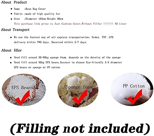 EKWQ Bean Bag Chair Cover(it Was Only A Cover, Not A Full Bean Bag) Durable Comfortable Chair PV Fur Bean Bag Sofas Faux Fur Sofa Living Room Sofa Bed Large Bean Bag Chairs For Adults (6FT Light Grey) 3 EKWQ Bean Bag Chair Cover(it Was Only A Cover, Not A Full Bean Bag) Durable Comfortable Chair PV Fur Bean Bag Sofas Faux Fur Sofa Living Room Sofa Bed Large Bean Bag Chairs For Adults (6FT Light Grey) - Image 3