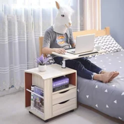 WYKDD Rolling Sofa Side Snack Table Portable Laptop Computer Desk Stand With Wheels, Height Adjustable Mobile TV Breakfast Tray Bedside -Amazon Basics Furniture Shop 41uF4uJ3nIL