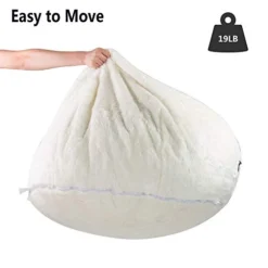 LUCKYERMORE 3FT Bean Bag Chair White Luxurious Furry Faux Fur Cover Soft Self-Inflated Beanbag Sofa Lounger For Adults Kids,Sponge Filling -Amazon Basics Furniture Shop 41uH0NZv5KL