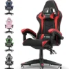 Bigzzia Gaming Chair, Reclining PU Leather Office Desk Chair With Headrest And Lumbar Support, Adjustable Swivel Rolling Video Game Chairs Ergonomic Racing Computer Chair, Red