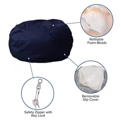 EMMA + OLIVER Oversized Solid Navy Blue Refillable Bean Bag Chair For All Ages -Amazon Basics Furniture Shop 41uZxy43VbL