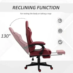 Vinsetto Racing Gaming Chair Diamond PU Leather Office Gamer Chair High Back Swivel Recliner With Footrest, Lumbar Support, Adjustable Height, Red -Amazon Basics Furniture Shop 41ucVxvuA3L