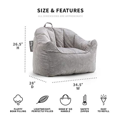 Big Joe Hug Bean Bag Chair, Gray Hyde, 3ft & Milano Bean Bag Chair, Gray Plush, 2.5ft 2 Big Joe Hug Bean Bag Chair, Gray Hyde, 3ft & Milano Bean Bag Chair, Gray Plush, 2.5ft - Image 2