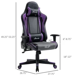 Vinsetto Gaming Chair Racing Style Ergonomic Office Chair High Back Computer Desk Chair Adjustable Height Swivel Recliner With Headrest And Lumbar Support, Purple 8 Vinsetto Gaming Chair Racing Style Ergonomic Office Chair High Back Computer Desk Chair Adjustable Height Swivel Recliner With Headrest And Lumbar Support, Purple -Amazon Basics Furniture Shop 41v0JLdl6aL