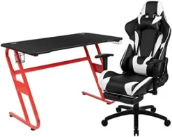 Flash Furniture Red Gaming Desk With Cup Holder/Headphone Hook & Red Reclining Back/Arms Gaming Chair With Footrest 25 Flash Furniture Red Gaming Desk With Cup Holder/Headphone Hook & Red Reclining Back/Arms Gaming Chair With Footrest -Amazon Basics Furniture Shop 41v2fQkddL. AC