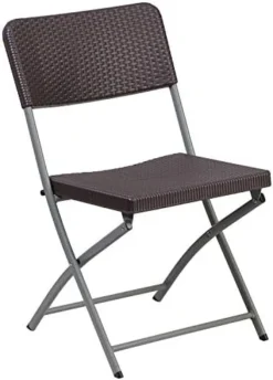 Flash Furniture HERCULES Series Brown Plastic Rattan Folding Chair With Grey Frame -Amazon Basics Furniture Shop 41vL0jJyP6L. AC