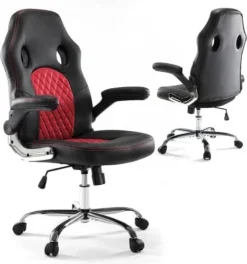 Gaming Chair, Home Office Computer Chair PU Leather Ergonomic Racing Desk Chair Adjustable Height Mid Back Executive Task Chair With Lumbar Support And Flip Up Armrest, Rocking Swivel Comfty Cushion 20 Gaming Chair, Home Office Computer Chair PU Leather Ergonomic Racing Desk Chair Adjustable Height Mid Back Executive Task Chair With Lumbar Support And Flip Up Armrest, Rocking Swivel Comfty Cushion -Amazon Basics Furniture Shop 41vjz H2icL. AC