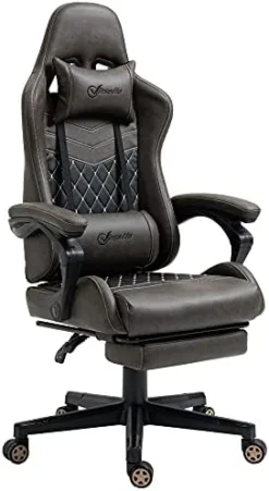 Vinsetto Racing Gaming Chair Diamond PU Leather Office Gamer Chair High Back Swivel Recliner With Footrest, Lumbar Support, Adjustable Height, Red -Amazon Basics Furniture Shop 41w1kWt4bML. AC
