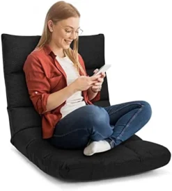 COSTWAY Floor Chair, Folding Gaming Chair With Back Support, 14 Adjustable Positions, Alloy Steel Frame, Lazy Sofa Lounge For Playing Reading Meditating Room Recliner For Adults, Kids (Peacock Blue) -Amazon Basics Furniture Shop 41wLklsQKYL. AC