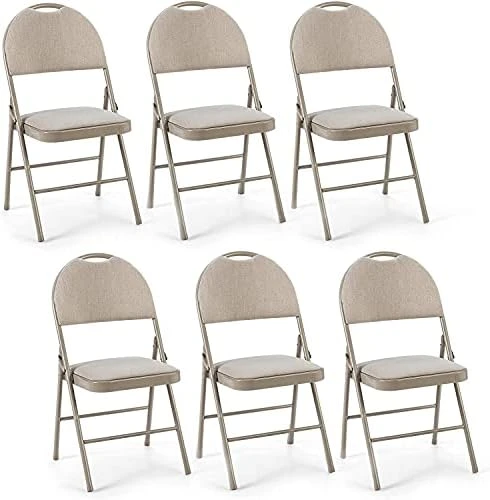 Nightcore Set Of 6 Folding Chairs, Upholstered Chair Set, Double Hinged Lounge Chair With Cushioned Seat, Armless Chairs, Portable Metal Chairs With Carrying Handle, Footrest And Non-Slip Feet (Black) 5 Nightcore Set Of 6 Folding Chairs, Upholstered Chair Set, Double Hinged Lounge Chair With Cushioned Seat, Armless Chairs, Portable Metal Chairs With Carrying Handle, Footrest And Non-Slip Feet (Black) - Image 5